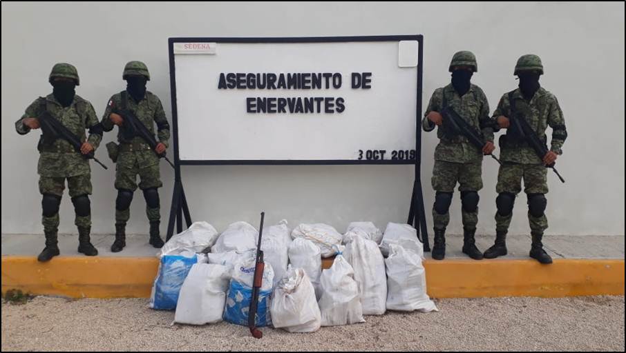 Droga asegurada por el Ejército Mexicano en Quintana Roo